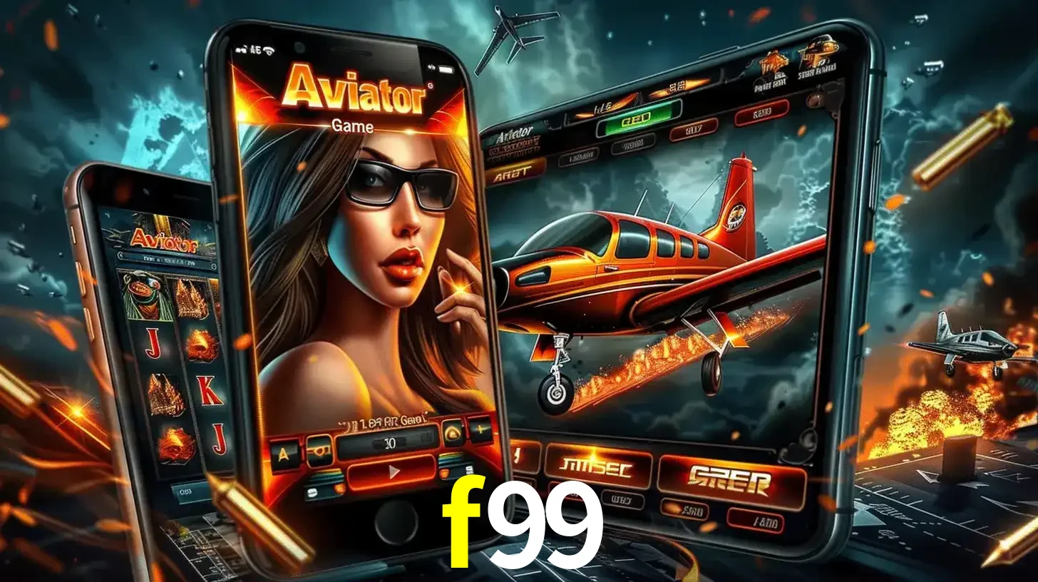 O popular jogo de apostas Aviator exibido em vários celulares e tablets, mostrando a interface emocionante e a ação de voo disponíveis para jogar agora no f99.