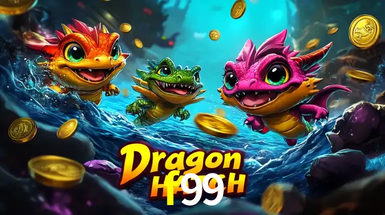 Arte promocional do jogo Dragon Hatch com três adoráveis dragões bebês nadando entre moedas de ouro, um dos slots mais divertidos para jogar no cassino f99.