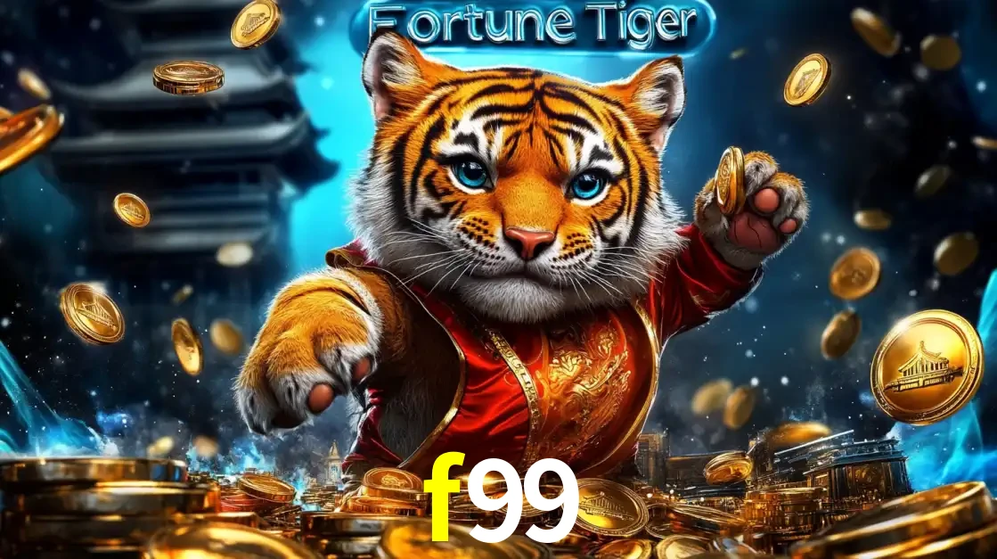 Imagem promocional do jogo de slot Fortune Tiger, com um tigre majestoso em traje tradicional cercado por uma fortuna em moedas de ouro, disponível agora no cassino f99.